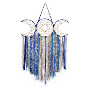 lot 7671 image: ANROYE Blue Triple Moon Goddess Macrame Wall Hanging, Boho Wiccan Crescent Dream Catcher, Bohemian Dreamcatcher Art for Women, Hippie Woven Pagan Tapestry Decor for Bedroom Decoration - Retail $22
