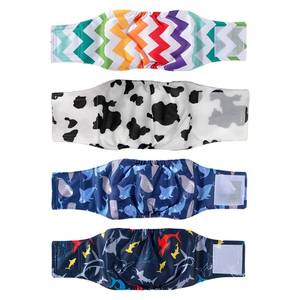 lot 7672 image: 4-Pack Adjustable Canine Wrap for Male Dogs,Reusable Dog Diapers Male, Male Dog Belly Bands Washable,Multi-Layer PUL Fabric with Microfiber Insert and Mesh Lining, Comfortable Dog Diapers