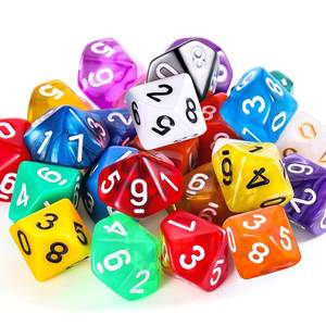lot 7690 image: TecUnite 25 Pieces Polyhedral Dice Set with Black Pouch for Other Table Activities with Random Multi Colored Assortment(Transparent Mixed Color,10 Sides) - Retail $7
