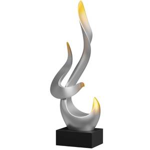 lot 7710 image: Paytonture Silver Fire Flame Sculpture, Modern Abstract Resin Statue, Art Statue Home Decor for Living Room TV Stand Coffee Table Shelf Accents Decor - Retail $32