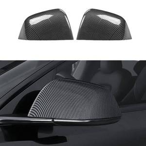lot 7724 image: StarYtbl 2PCS ABS Side Mirror Covers for Tesla Model Y 2021 2022 2023 2024, Tesla Model Y Rearview Mirror Cap Guards Anti-Scratch & UV Protection (My - Gloss Carbon Fiber Pattern) - Retail $35
