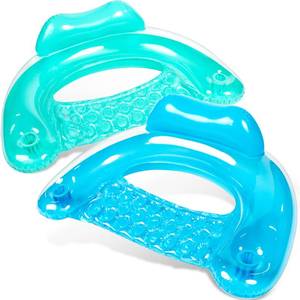 lot 7737 image: SLOOSH Inflatable Pool Floats Adult,2 Pack Pool Chairs with Cup Holders,X-Large Blow up Floats Chair,Hammock Noodle Mat Pure Design for Relaxing Summer Water Fun Swimming Party Beach,Blue,Green - Retail $30