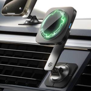 lot 7744 image: ESR for 15W MagSafe Car Mount Charger, Universal DashboardTesla MagSafe Car Charger, Magnetic Wireless Charging, Adjustable Car Phone Holder for iPhone 17e171615141312, S26S25, Pixel 10, Black - Retail $26