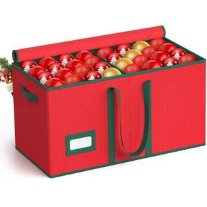 lot 7767 image: Christmas Ornament Storage Box-Store 1283 Ornaments, Ornament Organizer Storage box with Dual Zipper Closure Lid & Adjustable Dividers, Large Xmas Decoration Storage Containers, 600D Tear-ProofRed - Retail $15