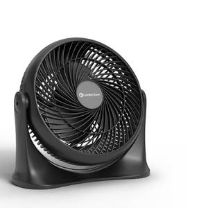 lot 7770 image: Comfort Zone 11-Inch High-Velocity Tabletop Air Circulator Fan Quiet 3-Speed Personal Turbo Fan with 90° Adjustable Tilt &amp Carry Handle Compact Desk Fan for Home, Office, or Bedroom Black - Retail $27
