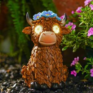 lot 7612 image: Garden Highland Cow Decor with Solar Moving Led Eyes, Solar Highland Cow Statue for Yard Patio Lawn Ornaments,Garden Highland Cow Gifts for Mom,Grandma,Women
