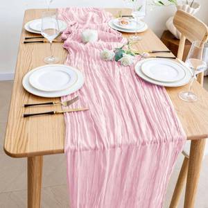 lot 7622 image: Wokceer Cheese Cloth Table Runners Pink