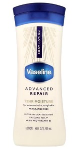 lot 7683 image: Vaseline Advanced Repair Body Lotion Advanced Repair Unscented for Dry Skin Lotion Made with Ultra-Hydrating Lipids and Vaseline Jelly That Repairs Extremely Dry Skin 10 Fl oz - Retail $18