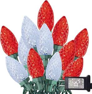 lot 7705 image: Plug In Redand White Christmas Lights String