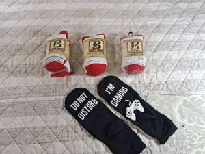 lot 7 image: Boot Barn Youth Basic Crew Socks 3-Pack and Gaming Novelty Socks Bundle