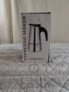 lot 8 image: Stainless Steel Stovetop Espresso Coffee Maker - 9 Cup