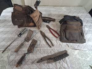lot 18 image: Leather Tool Belt and Hand Tools Collection