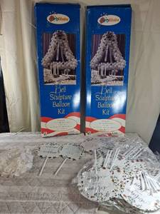 lot 23 image: Wedding Balloon Bell Sculpture Kits and White Rose Decorations
