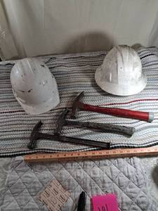 lot 101 image: Construction Hard Hats and Hammers.