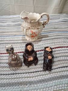 lot 117 image: Decorative Ceramic Pitcher and Monk Figurine Set