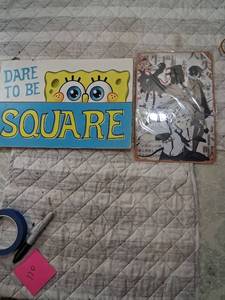 lot 170 image: SpongeBob SquarePants Metal Sign and Anime Poster Bundle
