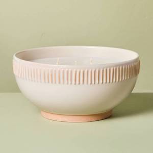 lot 3711 image: Hearth & Hand 5-Wick Rim Stripe Citronella Bowl Candle 42oz