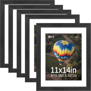 lot 3726 image: $60 VCK 11x14 Picture Frames, Black, Set of 5, Wide Borders, Glass