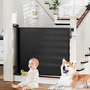 lot 3738 image: probebi Retractable BabyChildDog Gate Stairs, 54 W x 34 H, Black