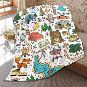 lot 3759 image: Camping Blanket for Kids, Soft Plush Flannel Throw 50 x 40in