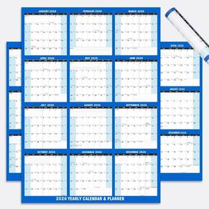lot 3773 image: 32x48 Wall Calendar 2026 Wet & Dry Erase Markers, Planner, Blue