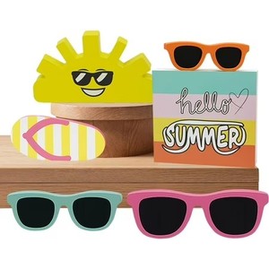 lot 3783 image: 4Es Novelty 6 Pcs Summer Wooden Signs - Hello Summer Decor Set