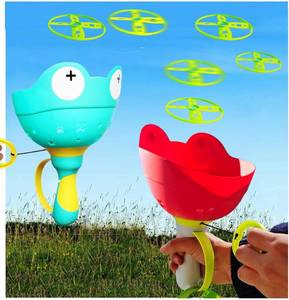 lot 3794 image: Disc Launcher Toy for Kids - Flying Spinner Hover Helicopter Green
