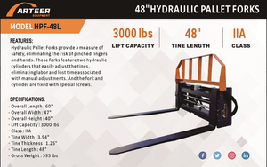 lot 41010 image: Arteer 48�� Hydraulic Pallet Fork  HPF-48L