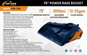 lot 41028 image: ARTEER  78 in Power Rake Skid Steer Bucket  PRB-78W