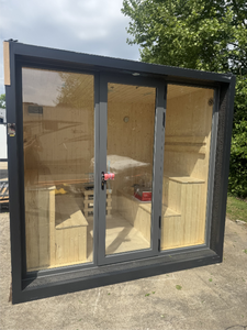 lot 43008 image: 9FT x 7FT Outdoor Sauna Room 4 to 6 Person Cedar Sauna Cabin  SR09A