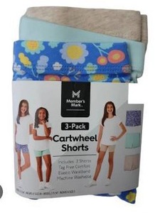 lot 9986 image: Members Mark 3 Pack Cartwheel Shorts, Small 66x