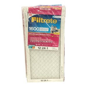 lot 10009 image: Filtrete Ultra Allergen 2X Bacteria & Virus Filter (1600 MPR)  24x12x1 (4 Pack)