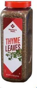 lot 10104 image: Members Mark Thyme Leaves, 8.25 Ounce, BB 31427