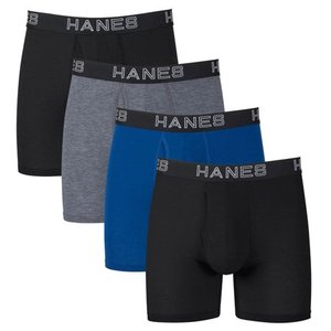 lot 10158 image: Hanes Best BlackBlueGrey Total Support Pouch Boxer Brief  4 Pack Small
