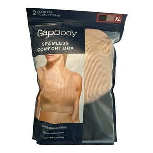 lot 10178 image: GapBody Women s 2-Pack Stretch Ribbed Tagless & Seamless Comfort Bras (True BlackNude  XL)