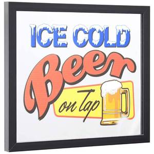 lot 10232 image: American Art Decor Ice Cold Beer On Tap Printed Accent Mirror   White - 13.5  H x 15.5  L x 1.25  D