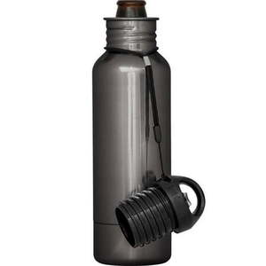 lot 10241 image: Bottlekeeper 8024285 12 oz The Standard 2.0 Insulated Bottle Can Cooler, Black & Chrome