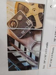 lot 10259 image: Retro Film Camera Wall Art Panel Set