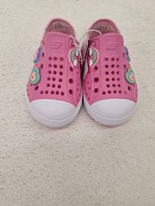 lot 10275 image: Skechers Pink Girls Slip-On Shoes with Rainbow Designs, Size 6