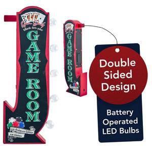 lot 10282 image: American Art Decor Vintage Game Room off the Wall LED Marquee Sign  Black - 25  H x 8.25  L x 3  D