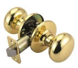 lot 10293 image: Polished Brass Interior or HallCloset Passage Door Knob, 2 Pack