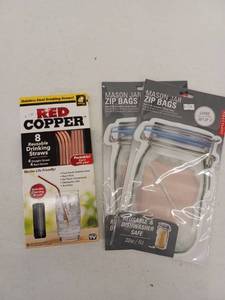 lot 10298 image: Copper Straws And Zip Bags