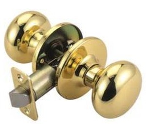 lot 11698 image: Polished Brass Interior or HallCloset Passage Door Knob, 2 Pack