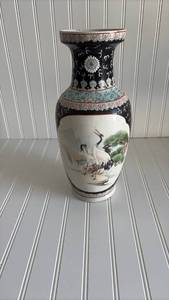 lot 115 image: Japanese Crane and Floral Porcelain Vase