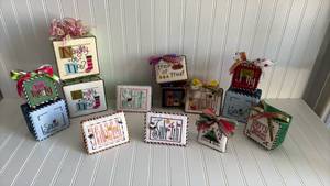 lot 125 image: Holiday Cross Stitch Word Art Ornaments