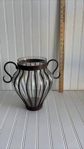 lot 132 image: Glass and Metal Decorative Vase with Handles