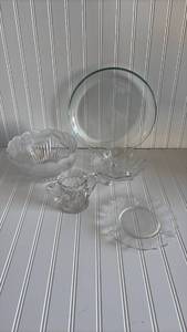 lot 135 image: Pressed Glass Serving dishes with Floral Pattern