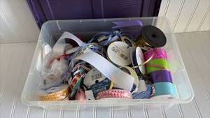 lot 148 image: Mixed Craft Ribbon Collection with Storage Container