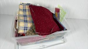 lot 175 image: Fabric Remnants and Quilting Materials Lot