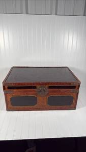lot 194 image: Chinese Woven Bamboo Storage Box with Metal Hardware